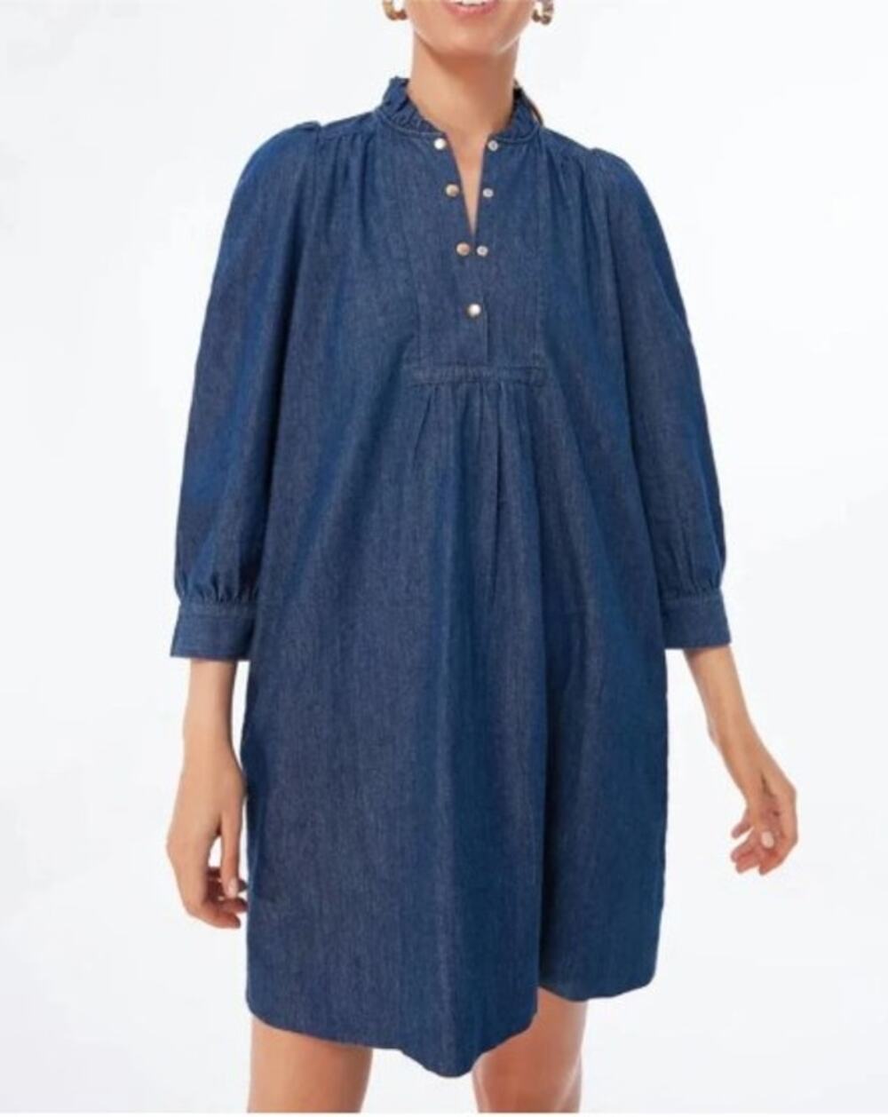TUCKERNUCK Pomander Place Claiborne Mini Shift Dress Small Blue Chambray